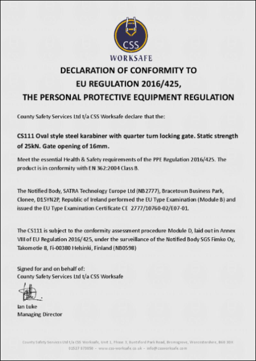 Declaration of Conformity