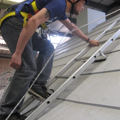 Roof Ladder Restraint and Fall Arrest Safety System