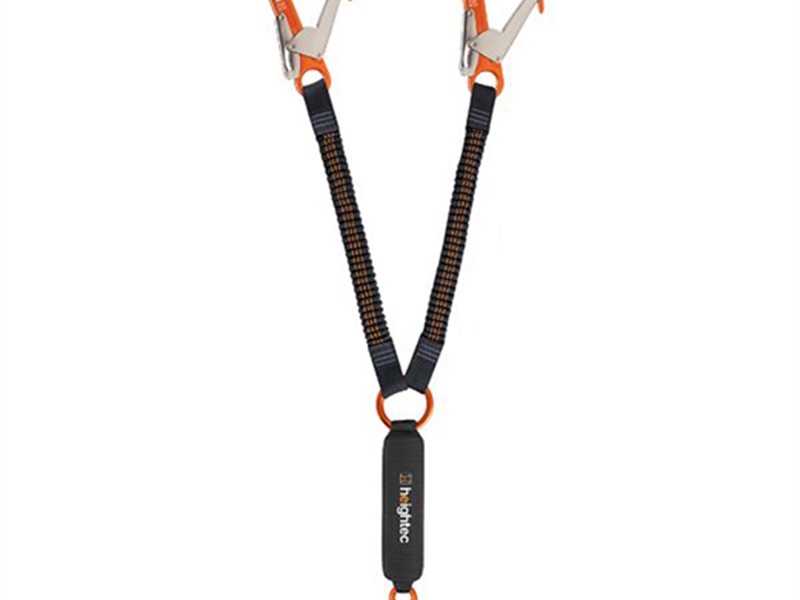 FLEXOR Elasticated Twin Lanyard triple action Karabiner, Scaff Hook