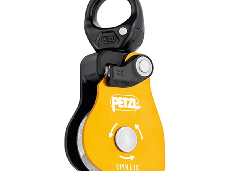 Petzl SPIN L1D single pulley with one-way rotation and swivel