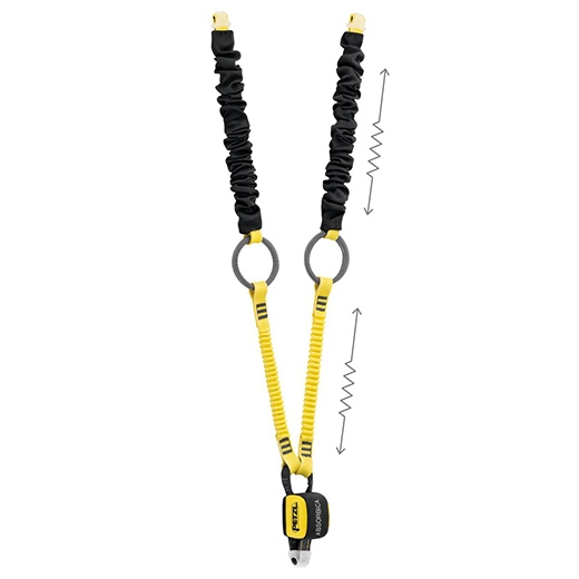 Petzl NEW Absorbica-Y Elasticized Tie-Back Lanyard