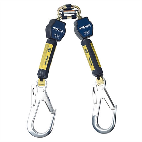 DBI Sala Twin Nano-Lok 1.94Mtr Self Retracting Lifeline c/w Aluminium Scaffold Hooks