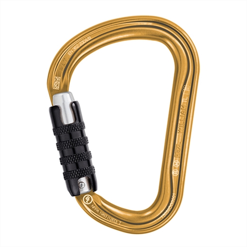 Petzl WILLIAM Pear Shaped Aluminium Karabiner Triple Action Gold