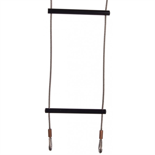 Lyon Compact Ladder, Black Rungs, St Steel Wire, 30cm Rung Spacings, Single Eye Fitt