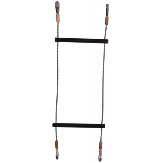 Lyon Compact Ladder, Black Rungs, St Steel Wire, 25cm Rung Spacings, 10mtr