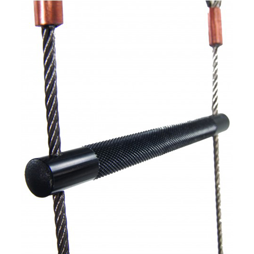 Lyon Compact Ladder, Black High Grip Rungs, St Steel Wire, 30cm Rung Spacings, 5mtr